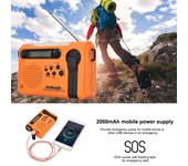 HanRongDa Radio de emergencia al aire libre portátil AM FM SW Radio manivela de mano alimentada por energía Solar con linterna LED batería de 2000mAh alarma SOS verde oscuro