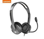 Lenovo Auriculares para juegos con cable de 3,5 mm Lecoo HT106 con micrófono y reducción de ruido, auriculares estéreo para clases en línea negro