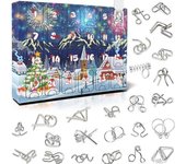 Juego de 24 piezas de rompecabezas de metal con nueve eslabones y cerradura Lu Ban, calendario de adviento navideño 2025, regalo divertido para niños M