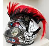 Peluca de casco Mohawk, decoración para casco de motocicleta, pelucas, cresta de gallo, motocross, casco integral todoterreno, decoración, adhesivo para el cabello rojo