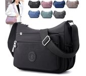 Bolso multicapa para madres de mediana edad, bandolera de nailon, bolso de hombro de viaje de gran capacidad para mujer azul claro