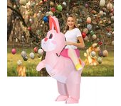 Cuerda vívida interacción entre padres e hijos conejito de Pascua lindo montar conejo inflable juguete decoraciones de temporada M