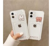 Funda de teléfono a prueba de golpes con diseño de oso y conejo de dibujos animados para iPhone 11, 12, 13, 14 Pro, XS Max, X Mini, 7, 8, 6 Plus, funda suave tipo billetera y tarjetero For iPhone Xs Max