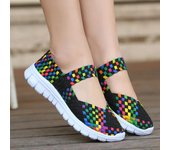 Talla 43 Zapatos casuales para mujer Zapatos con tejido de banda elástica para mujer Zapatos planos cómodos Mocasines antideslizantes para mujer Zapatos De Mujer 35
