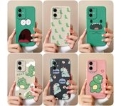 Funda de silicona líquida para Xiaomi Redmi Note 12 Pro + 12S 12R Note 8 9 10 11 Pro, funda a prueba de golpes con bonito dinosaurio, carcasa mate anticaída para parachoques Redmi Redmi Note 5