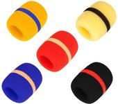 Paquete de 5 cubiertas de espuma gruesa para micrófono, micrófono de mano, parabrisas, cubierta de esponja para micrófono colorida para Karaoke, DJ, puesta en escena varios colores
