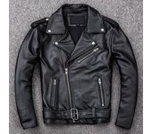 Otoño Perfecto cremallera oblicua de los hombres de moda de cuero genuino de la motocicleta chaqueta 100% Natural negro Biker Rider cuero de vaca abrigo masculino XXXXXL