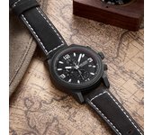 Relojes MEGIR Chronogragph de lujo de cuarzo para hombre, relojes deportivos de cuero de moda, relojes de pulsera militares luminosos para hombre negro