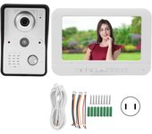 Videoportero de 7 pulgadas con visión nocturna, corte IR, audio bidireccional, desbloqueo remoto, timbre impermeable para el hogar