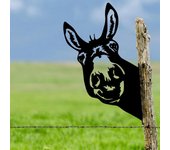 Arte de pared de hierro con forma de cabeza de burro vintage: agrega un toque encantador de granja a la decoración de tu jardín y de tu cerca negro