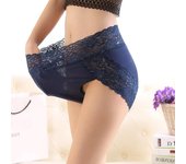 Bragas modales de M-3XL de gran tamaño para mujer, calzoncillos sexis de encaje de cintura alta, ropa interior femenina, 11 colores M rojo rosa