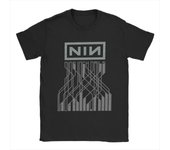 Camisetas de Nine Inch Nails NIN para Hombre Algodón Camiseta Divertida Cuello Redondo Manga Corta Tops Talla Grande XL negro