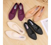 Mocasines planos de malla para mujer, zapatos antideslizantes de PVC para caminar, zapatos de playa de verano, zapatos de trabajo, zapatos de vestir, zuecos de enfermera, bailarinas cómodas de punta puntiaguda para mujer 36