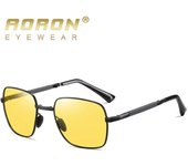 AORON Hombres Visión nocturna plegable Gafas de sol polarizadas fotocromáticas Gafas de conducción de moda Conductor al aire libre UV400 Gafas de sol antideslumbrantes Gafas negro/amarillo