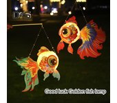 Kit de linterna de estilo chino para hacer tú mismo, linterna de papel con forma de pez dorado hecha a mano con luces LED, decoración festiva portátil para fiestas y hogar Random Style