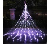 Luces de cascada 317LED, 8 modos, luz de árbol, pentagrama, árbol de Navidad, luces decorativas en cascada EU Plug varios colores