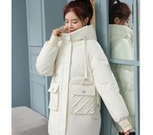 Abrigo de algodón con capucha para mujer, grueso y cálido, largo y moderno, chaqueta de invierno M