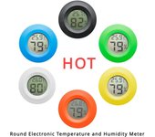 Mini termómetro digital LCD, termohigrómetro circular, medidor de temperatura y humedad, termómetro, sensor, detector, estación meteorológica. amarillo