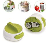 1 abrelatas manual portátil para cerveza, herramienta compacta para cocina, fácil de girar y de seguridad, de acero inoxidable rojo