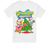 Camiseta de Bob Esponja con árbol de Navidad para hombre S blanco
