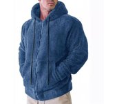 Chaqueta con capucha tipo cárdigan de felpa para hombre de otoño e invierno M gris oscuro