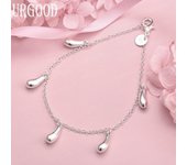 Pulsera de plata de ley 925 con cinco gotas de lluvia, joyería de moda para bodas 20CM