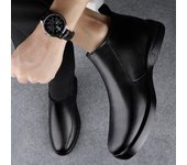 Botas Chelsea casuales de marca de lujo para hombre, botas para exteriores de cuero genuino, color negro sólido, botas cálidas de felpa para invierno para motocicleta 38 negro