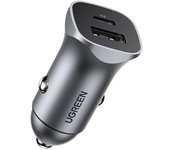 Ugreen 24W USB-C Car Charger with PD Fast Charging, Sleek Grey - Model 30780