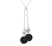 Collar - LOVA LOLA VAN DER KEEN - 42 cm - Plata de Ley 925 - Cristales Blancos y Negros - Mujer