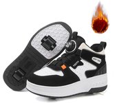 Zapatos de Estudiante Fugitivo Patines de Ruedas Dobles para Niños de Cuatro Ruedas Patines Deformables Zapatos Removibles para Hombres y Mujeres con Ruedas Terciopelo de Otoño e Invierno 40
