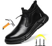 Zapatos con punta de acero para hombres, zapatos de trabajo indestructibles, zapatillas ligeras con absorción de impactos de aire, zapatos de seguridad antideslizantes con punta de acero 40 negro
