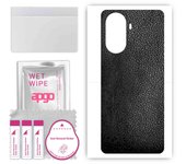 apgo Protective Skin Sticker for the back compatible with Motorola Edge 30, Wrap Film, Foil, Vinyl - Pattern Black Leather