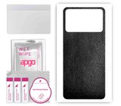 Adhesivo protector trasero apgo compatible con Xiaomi Poco X4 Pro, película envolvente, lámina, vinilo - Patrón de cuero negro