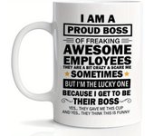 Taza de cerámica divertida de 325 ml para jefes: regalo divertido para líderes, mentores y jefes agradecidos. Regalo único de agradecimiento para la oficina, el trabajo o los negocios.