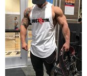 Muscleguys, camisetas deportivas para hombre, camiseta sin mangas estampada, ropa deportiva, camiseta sin mangas, ropa de gimnasio de algodón para culturismo, chalecos de entrenamiento para hombres M negro