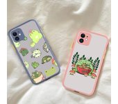 Mushrooms cute frog Phone Case for iPhone 14 11 12 13 Mini Pro Max 8 7 Plus X XR XS MAX Translucent Matte Cover 14 Pro Max