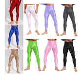 Polainas brillantes para hombre, cintura elástica, pantalones ajustados para yoga, ejercicio, correr, gimnasio, entrenamiento físico M negro