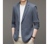 Chaqueta de traje informal de punto con diseño de gofres para hombre, nueva, de otoño 170 gris