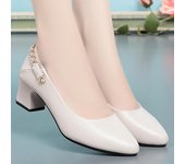 Zapatos sencillos cómodos de cuero suave para mujer, primavera y otoño, zapatos de cuero cómodos de tacón grueso para mujer en todas las estaciones 35 beige