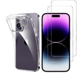 Coque transparent pour iPhone 15 PRO et 2 Verres Trempé Film Protection Ecran Phonillico®