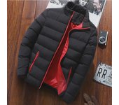 Chaqueta deportiva de invierno con cuello alto grueso para hombre: abrigo de algodón informal, cálido y moderno. XL rojo vino