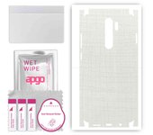 apgo Protective Skin Sticker for the back+sides compatible with Xiaomi Redmi Note 8 Pro, Full Wrap Film, Foil, Vinyl - Pattern White Fabric
