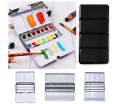Suministros de dibujo, herramientas de pintura, paleta de pintura vacía, estuche de almacenamiento de acuarela, rejillas, ranuras, caja de pigmento 12 Slots