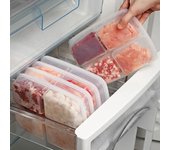 Caja de almacenamiento de frutas y alimentos con 4 rejillas, compartimento portátil, organizadores para refrigerador y congelador, recipiente para verduras transparente para carne, cebolla y jengibre 1 PC blanco