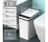 Cubo de basura inteligente con Sensor inteligente, cubo de basura eléctrico automático de 12L, cubo de basura de inducción impermeable con USB USB white dual mode blanco