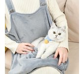 Acogedor delantal para transportar mascotas con bolsa colgante en el pecho y bolsillo para dormir, ideal para gatos y perros pequeños en viajes de invierno al aire libre gris