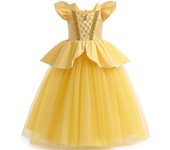 Vestido de princesa para niñas, cosplay, de malla con retazos y mangas voladoras 100cm