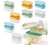 Molde para hacer hielo, bandeja para hielo con tapa, bandeja para hielo de silicona con caja de almacenamiento, apilable, fácil liberación, máquina para hacer bolas de hielo para cóctel, whisky, café One Size