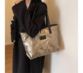 Chaqueta acolchada de algodón con plumón, bolso espacial, bolso de hombro de gran capacidad, bolso de mujer negro