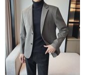 Chaqueta de traje informal de lana para hombre 2023: estilo ligero y elegante para otoño e invierno. S gris